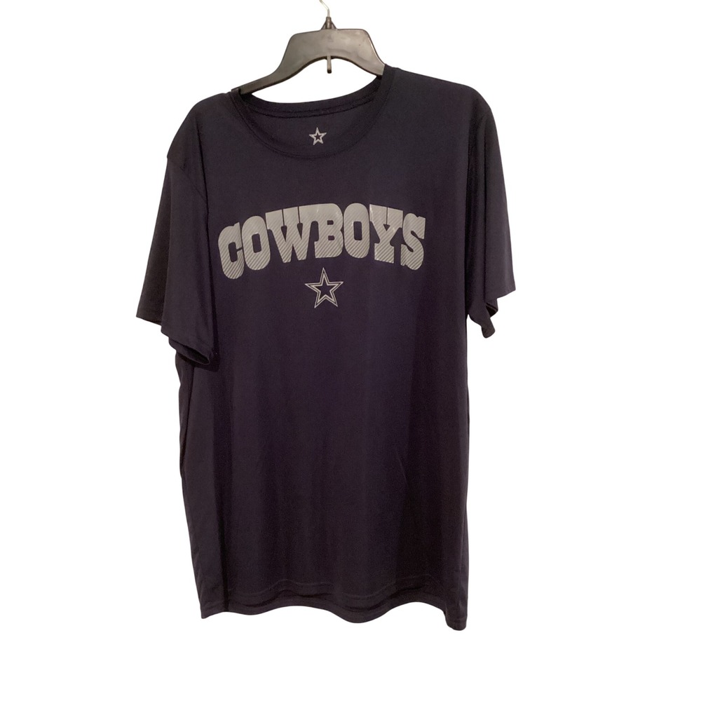 Dallas Cowboys Authentic Mens Navy Blue Silver Graphic T-Shirt XL Polyester